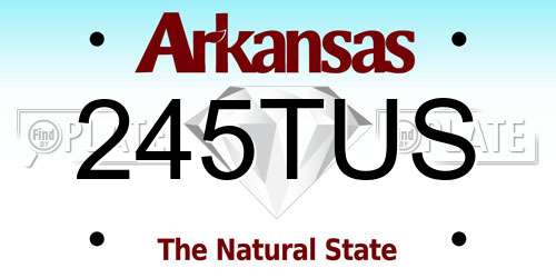 245TUS Arkansas License Plate