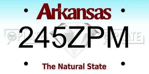 245ZPM Arkansas License Plate
