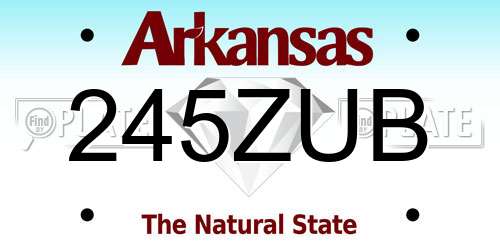 245ZUB Arkansas License Plate