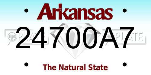 24700A7 Arkansas License Plate