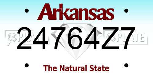24764Z7 Arkansas License Plate