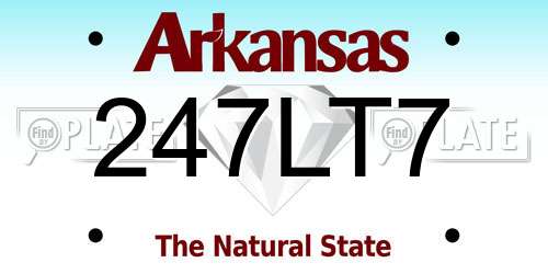 247LT7 Arkansas License Plate