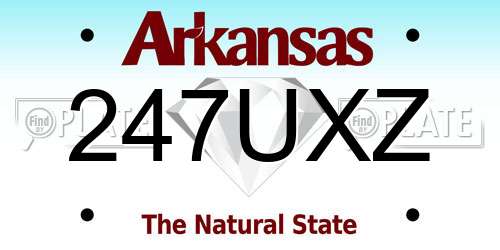 247UXZ Arkansas License Plate