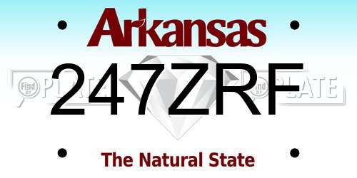 247ZRF Arkansas License Plate