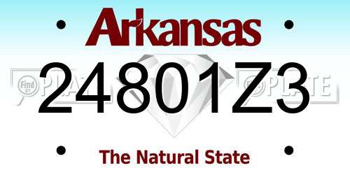 24801Z3 Arkansas License Plate