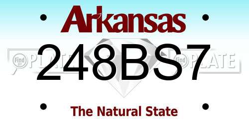 248BS7 Arkansas License Plate