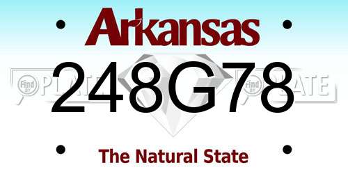 248G78 Arkansas License Plate