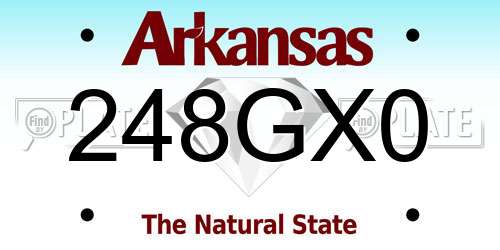 248GX0 Arkansas License Plate