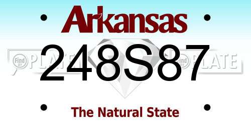 248S87 Arkansas License Plate