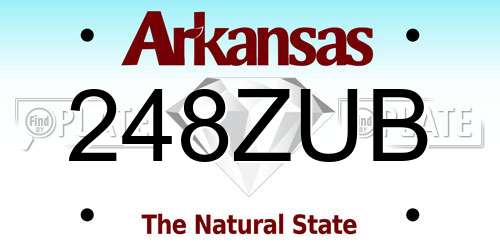 248ZUB Arkansas License Plate