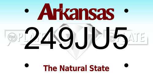 249JU5 Arkansas License Plate