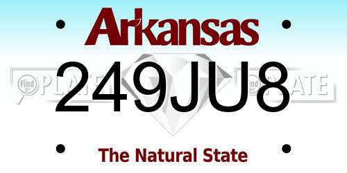249JU8 Arkansas License Plate