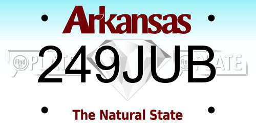 249JUB Arkansas License Plate