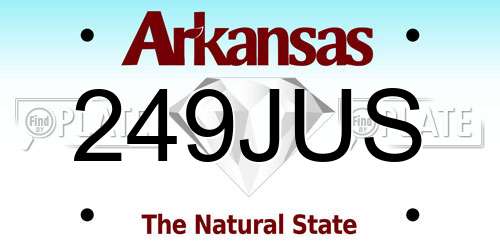 249JUS Arkansas License Plate