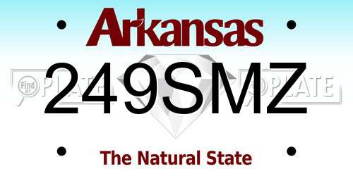 249SMZ Arkansas License Plate