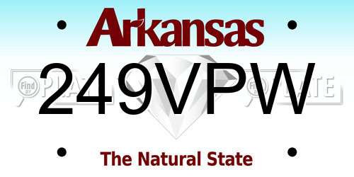 249VPW Arkansas License Plate