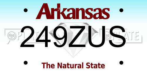 249ZUS Arkansas License Plate