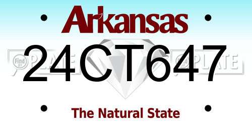 24CT647 Arkansas License Plate
