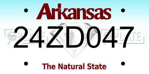 24ZD047 Arkansas License Plate