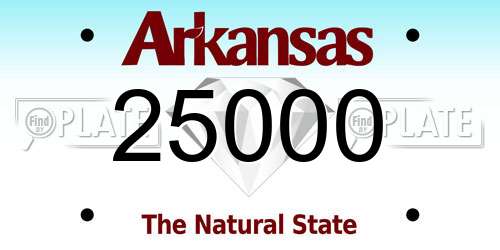 25000 Arkansas License Plate