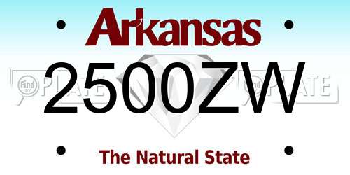 2500ZW Arkansas License Plate
