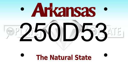 250D53 Arkansas License Plate