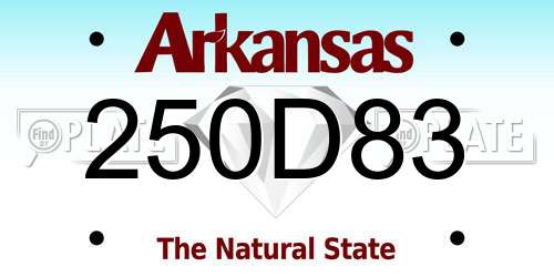 250D83 Arkansas License Plate