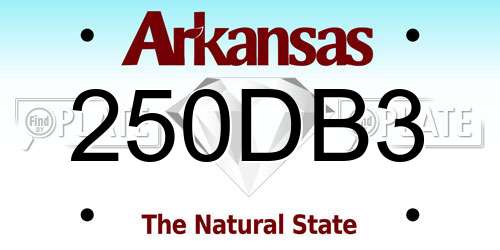 250DB3 Arkansas License Plate