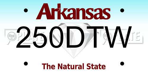 250DTW Arkansas License Plate