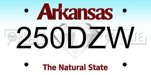 250DZW Arkansas License Plate