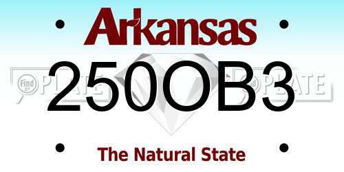 250OB3 Arkansas License Plate
