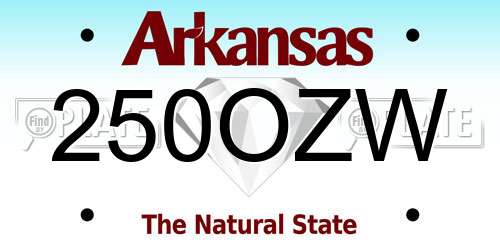 250OZW Arkansas License Plate