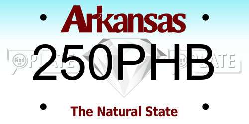 250PHB Arkansas License Plate