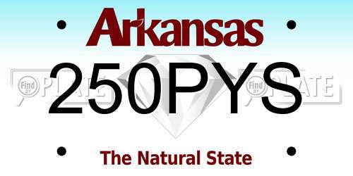 250PYS Arkansas License Plate