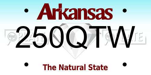 250QTW Arkansas License Plate
