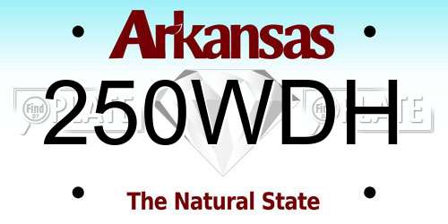 250WDH Arkansas License Plate
