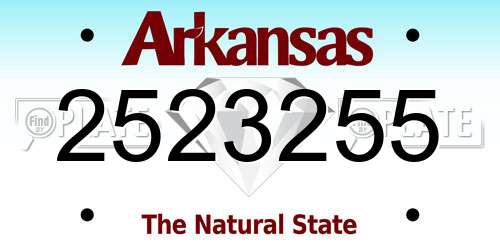 2523255 Arkansas License Plate