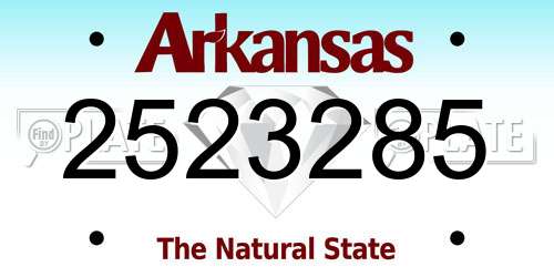 2523285 Arkansas License Plate