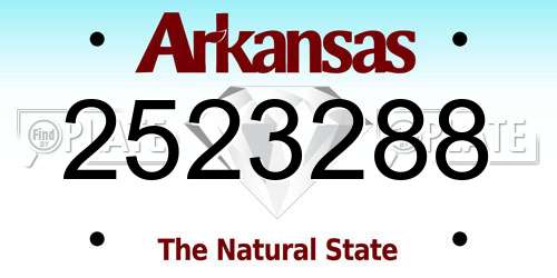 2523288 Arkansas License Plate