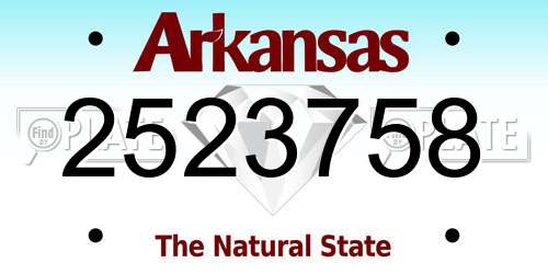 2523758 Arkansas License Plate