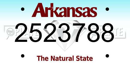 2523788 Arkansas License Plate