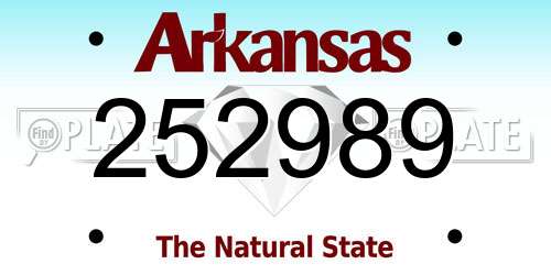252989 Arkansas License Plate