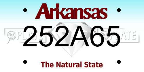 252A65 Arkansas License Plate