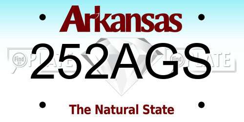 252AGS Arkansas License Plate