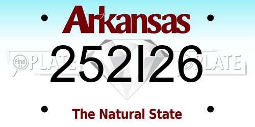 252I26 Arkansas License Plate
