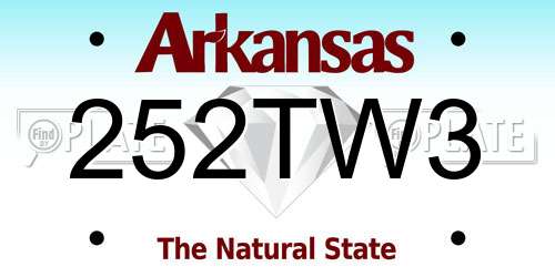 252TW3 Arkansas License Plate