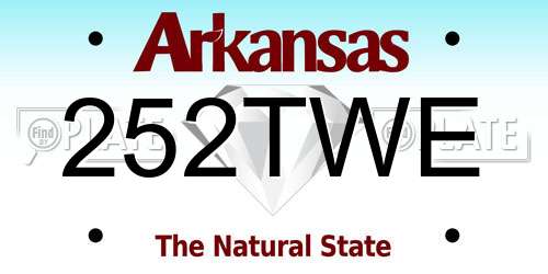 252TWE Arkansas License Plate