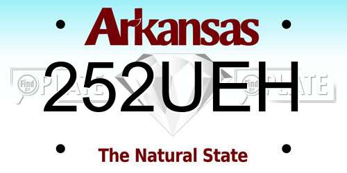 252UEH Arkansas License Plate