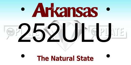 252ULU Arkansas License Plate