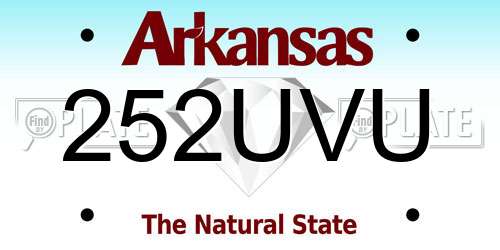 252UVU Arkansas License Plate